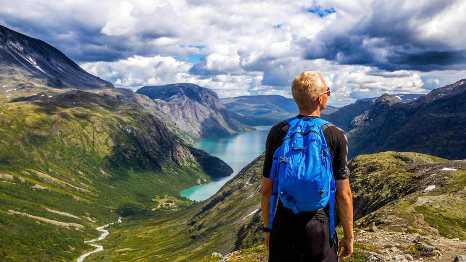 backpacker in the mountains
