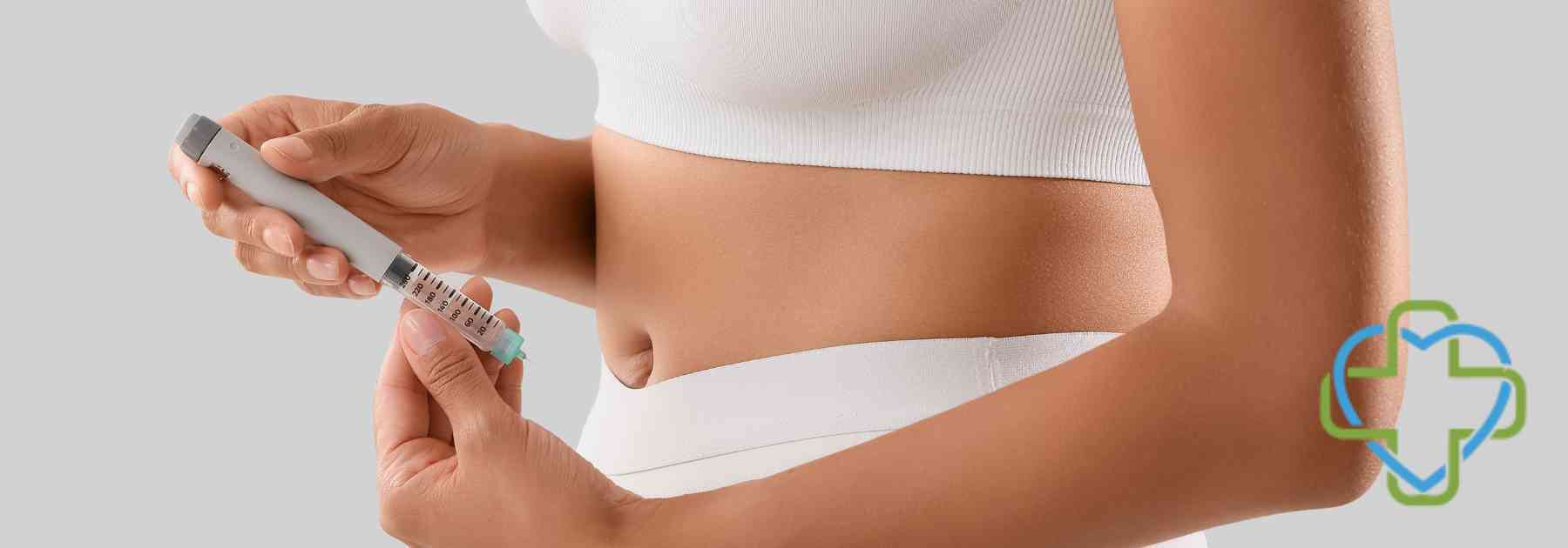 woman in white workout gear holding weight loss injection